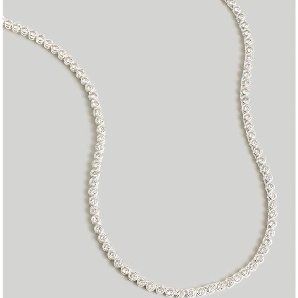 New With Defects Madewell The Tennis Collection Bezel Crystal Necklace Silver - Picture 4 of 6